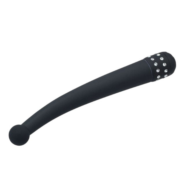 Vibrator pentru punctul G TOYZ4LOVERS Bulb of Diamond, design cu strasuri, cu vibrații multiple, 21.7 cm, negru (00904382)