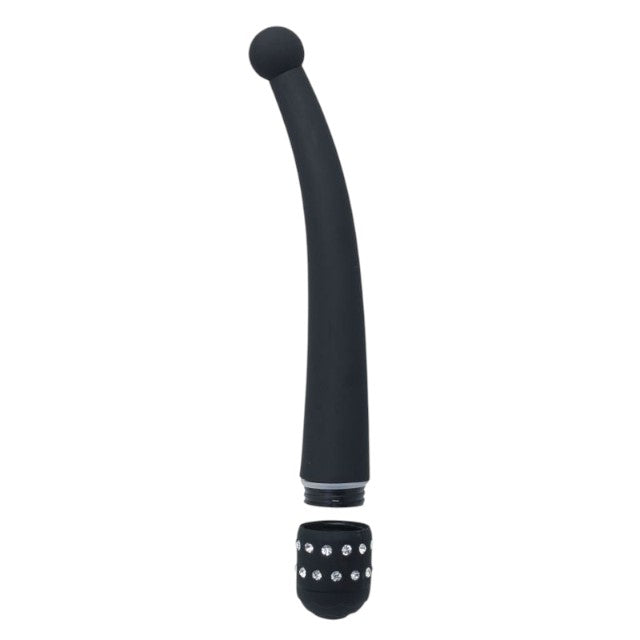 Vibrator pentru punctul G TOYZ4LOVERS Bulb of Diamond, design cu strasuri, cu vibrații multiple, 21.7 cm, negru (00904382)