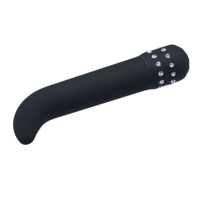 Vibrator pentru punctul G TOYZ4LOVERS G-Diamonds Curve, design cu strasuri, cu vibrații multiple, 15.2 cm, negru (00904383)