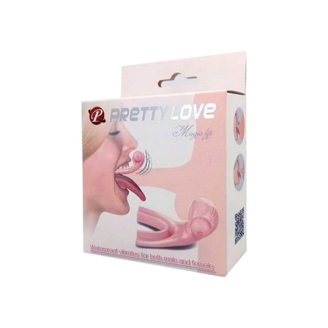 Vibrator pentru sex oral PRETTY LOVE Magic Lips, cu vibrații, bullet inclus, rezistent la apă, culoare roz, 7.5 cm