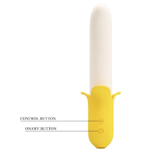 Vibrator PRETTY LOVE Banana Geek, în formă de banană, 3 funcții de penetrare automată, 7 funcții de vibrație, galben