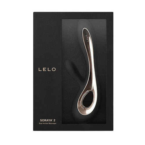 Vibrator rabbit LELO SORAYA 2, pentru stimularea clitorisului și punctului G, 12 funcții de vibrație, negru cu auriu