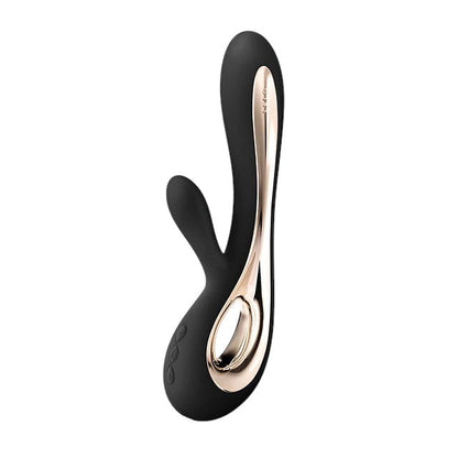 Vibrator rabbit LELO SORAYA 2, pentru stimularea clitorisului și punctului G, 12 funcții de vibrație, negru cu auriu