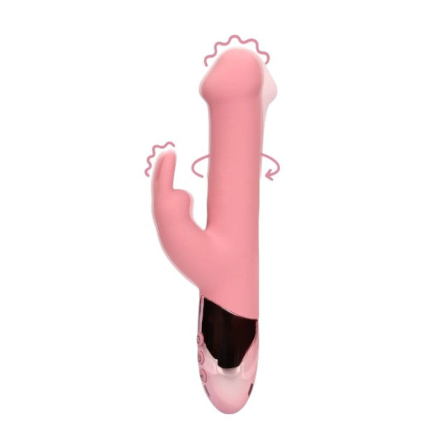 Vibrator rabbit LOVELINE Rotating Beads Rabbit Vibrator, cu perle rotative, 10 funcții de vibrație, lungime 22.5 cm, roz