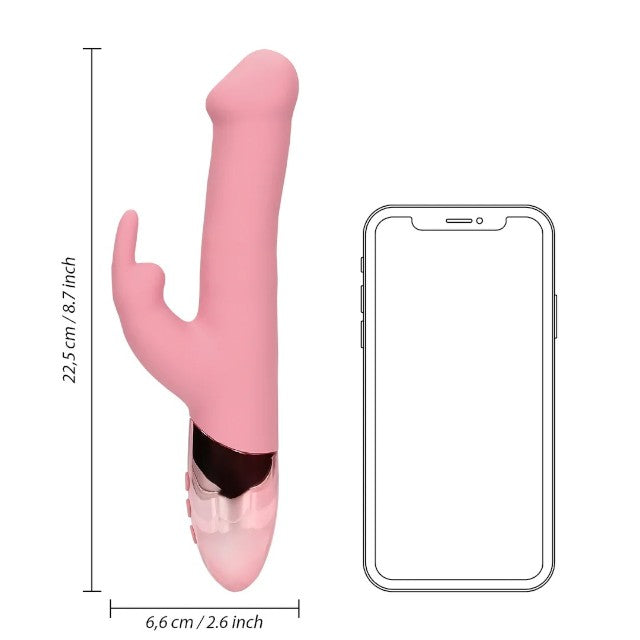 Vibrator rabbit LOVELINE Rotating Beads Rabbit Vibrator, cu perle rotative, 10 funcții de vibrație, lungime 22.5 cm, roz