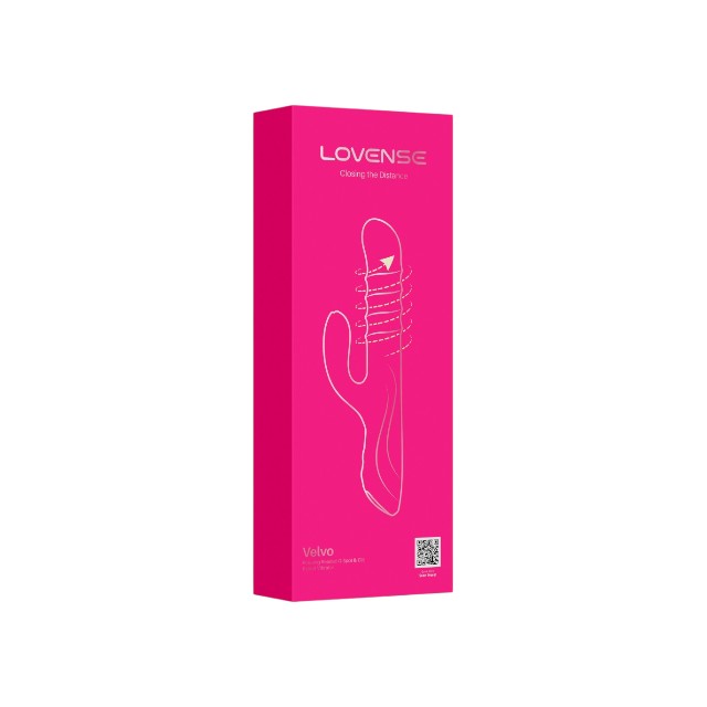 Vibrator rabbit LOVENSE Velvo, stimulare duală, cu bile rotative, control prin aplicație, până la 7000 vibrații / minut, roz