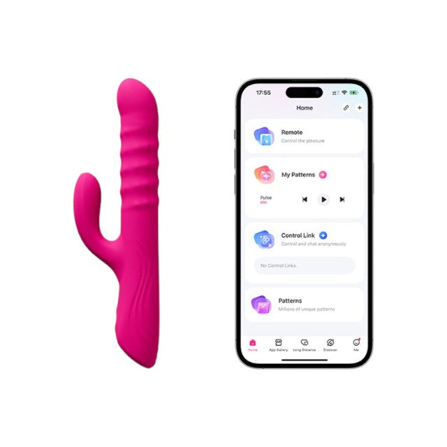 Vibrator rabbit LOVENSE Velvo, stimulare duală, cu bile rotative, control prin aplicație, până la 7000 vibrații / minut, roz