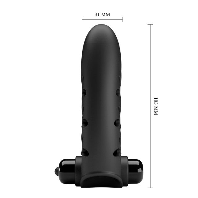 Vibrator rabbit pentru deget PRETTY LOVE Vance Honey Finger, pentru clitoris și punctul G, 10 funcții de vibrații, negru