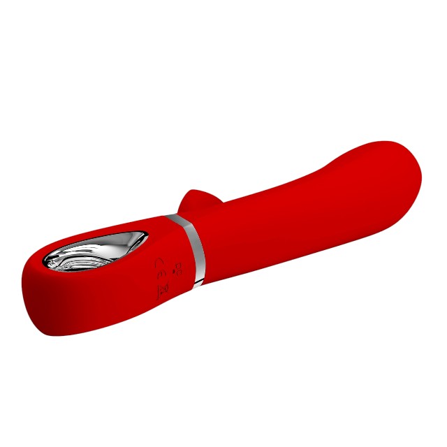 Vibrator rabbit PRETTY LOVE Thomas, pentru punctul G, 7 funcții de vibrație, din silicon moale, culoare roșu cu argintiu