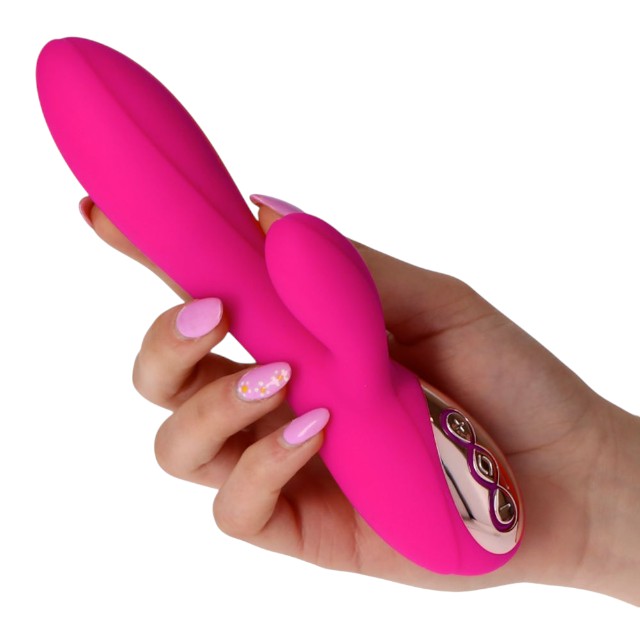 Vibrator rabbit TOYZ4LOVERS Elegance Restless Boy, pentru clitoris și punctul G, cu vibrații multiple, 18.5 cm, roz