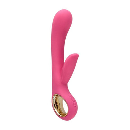 Vibrator rabbit TOYZ4LOVERS Handy Petal Grip, pentru clitoris și punctul G, 10 funcții de vibrație, 18.8 cm, roz cu auriu