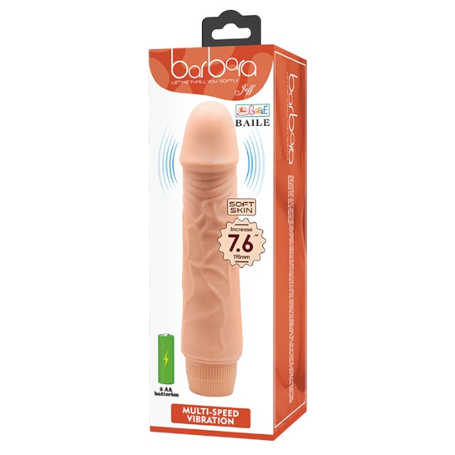 Vibrator realist BAILE Barbara Jeff, funcții multiple de vibrație, lungime 19.5 cm, culoarea pielii