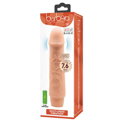 Vibrator realist BAILE Barbara Jeff, funcții multiple de vibrație, lungime 19.5 cm, culoarea pielii