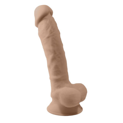 Vibrator SILEX-D 8” Model 1, realist cu testicule, control prin telecomandă, 10 funcții de vibrații, 20 cm, culoarea pielii