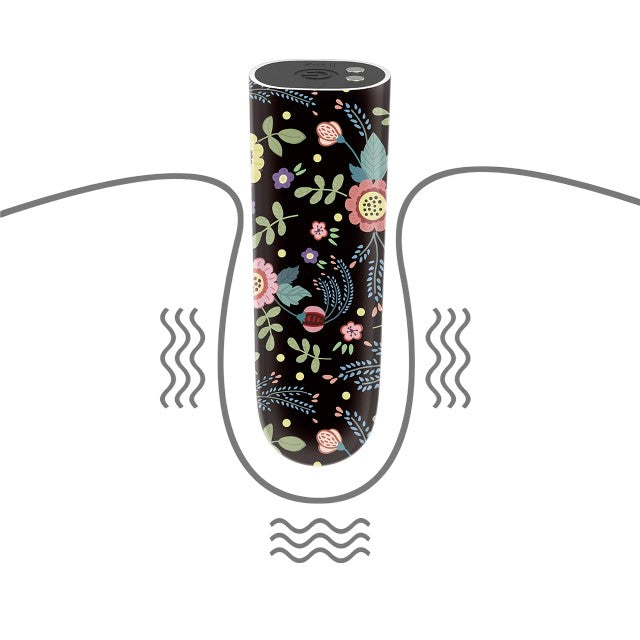 Vibrator tip Bullet LoveToy - Diana Massager, pentru stimularea clitorisului, negru cu flori