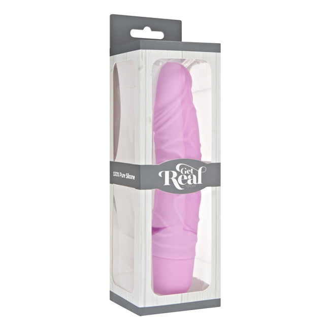 Vibrator TOYJOY Get Real Classic Original Vibrator, 7 funcții de vibrație, rezistent la apă, lungime 20.1 cm, culoare roz