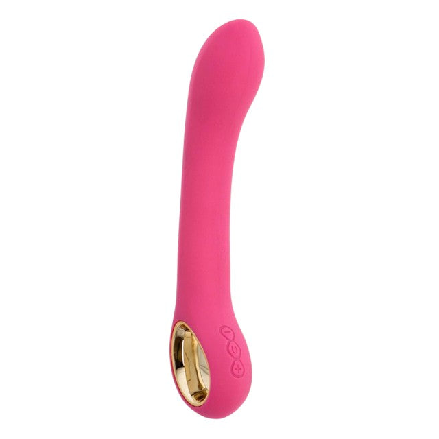Vibrator TOYZ4LOVERS Handy Line Grip, pentru stimularea punctului G, 10 funcții de vibrație, 18.8 cm, roz cu auriu