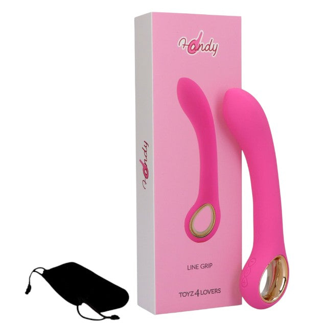 Vibrator TOYZ4LOVERS Handy Line Grip, pentru stimularea punctului G, 10 funcții de vibrație, 18.8 cm, roz cu auriu