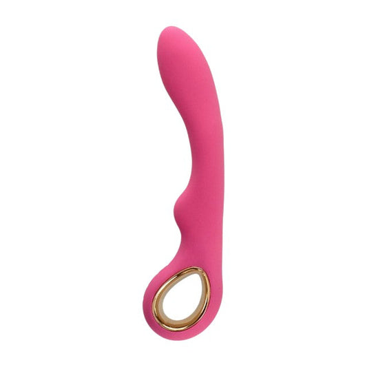 Vibrator TOYZ4LOVERS Handy Wave Grip Small, pentru stimularea punctului G, 10 funcții de vibrație, 18.5 cm, roz cu auriu