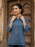 Indiehaat | Handprinted Pure Cotton Top Blue