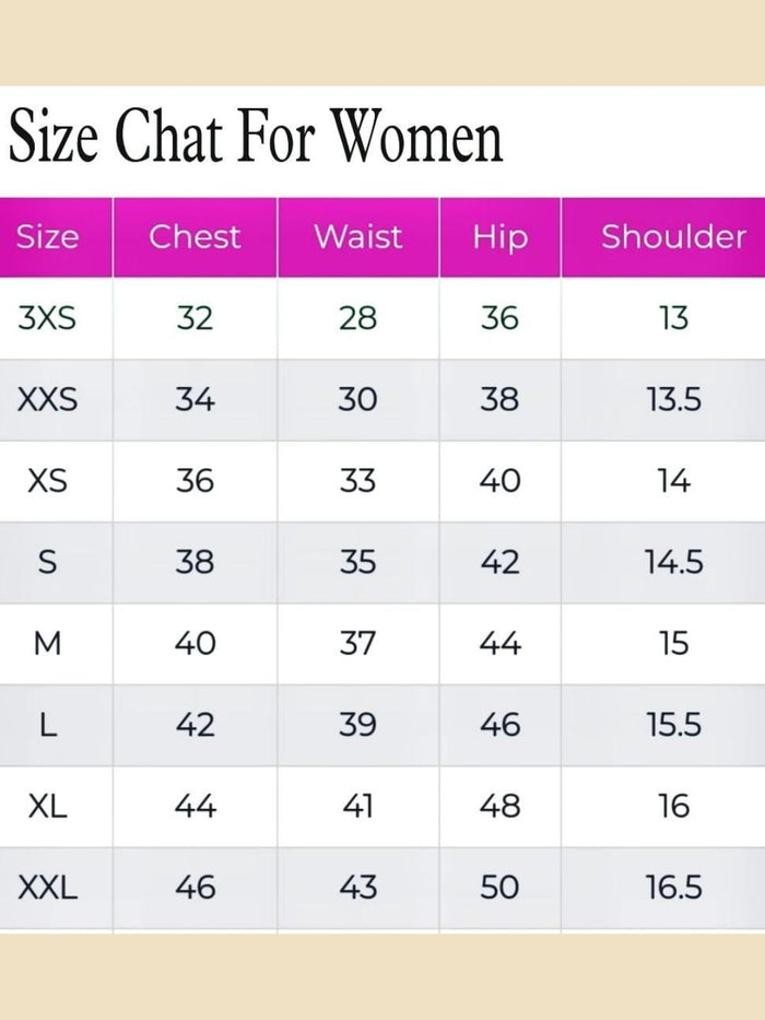 Size Chart for IndieHaat products - Pramod (Top, Co-ord, Frill Dress)
