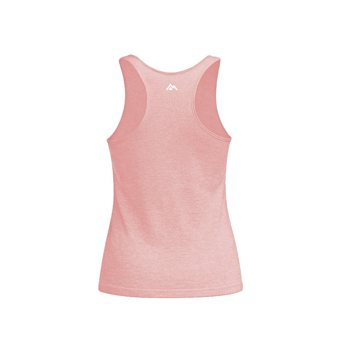 The REP Fitness Women's Daily Driver Tri-Blend Tank in Heather Rose/White back