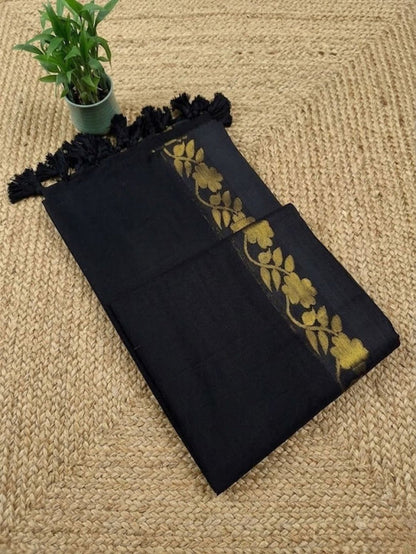 Indiehaat | Mul Cotton Border Zari Weaving Saree